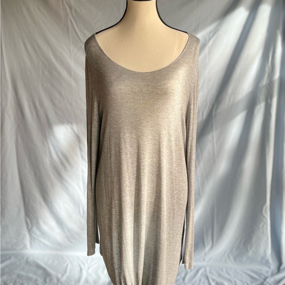 Elegant Women's Scoop Neck Sweater in Silver